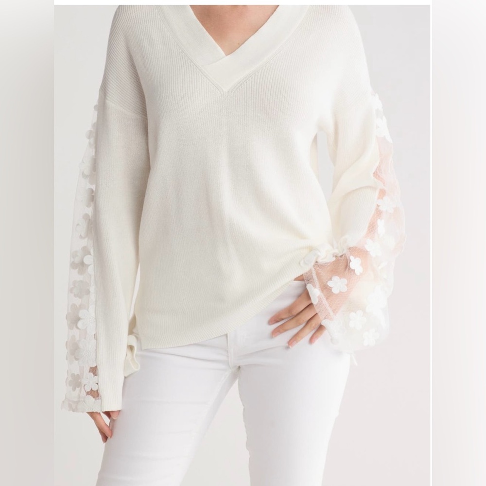 FRENCH CONNECTION Cotton Knit Caballo V-Neck Top